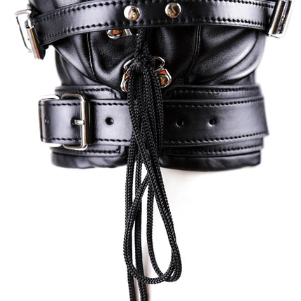 Leather Sexy Mask BDSM Adjustable Strap Character Party with Fake Penile Full Package Binding Couple Game Mask Flirting Hat 18+
