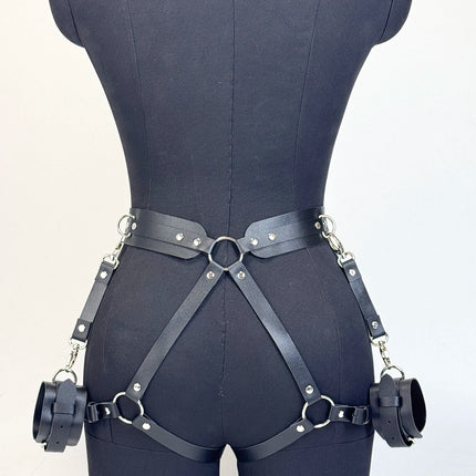 Women Pu Leather Butt Harness Belt Goth Pu Leather Garter Belt Harness Punk Thigh Harness Belt Rave Outfit Belts