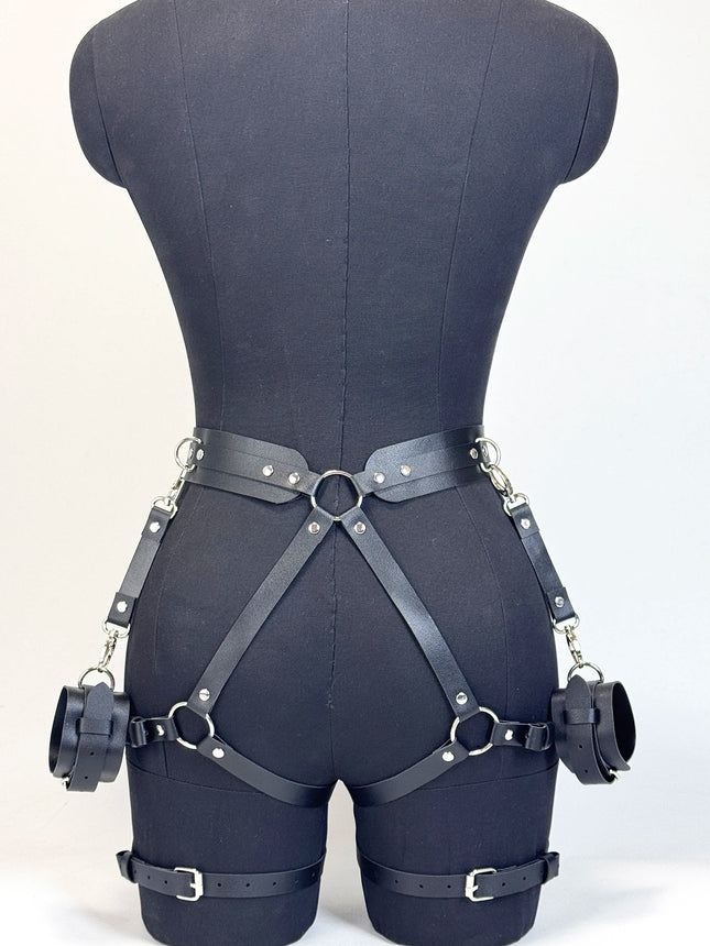 Women Pu Leather Butt Harness Belt Goth Pu Leather Garter Belt Harness Punk Thigh Harness Belt Rave Outfit Belts