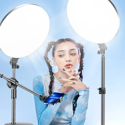 10inch LED Photography Fill Lighting , Tripod Stand Boom Arm Camera Photo Studio Circle Led Selfie Ring Light Phone Lamp Video