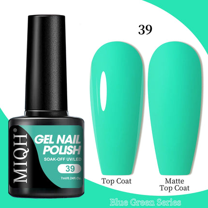 7ml Gel Polish, Blue Gel Nail Polish Fall Winter Colors Ice Blue Green Series Gel Polish Dark Blue Navy Blue Sparkle Soak Off UV