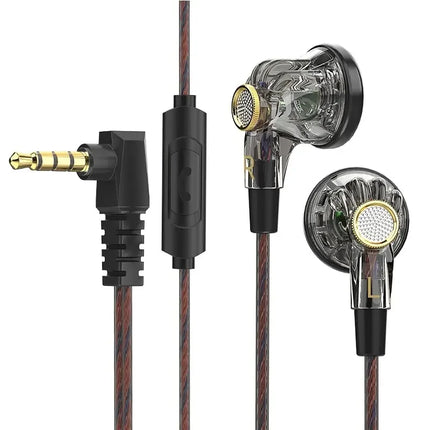 QKZ MDR Flat-Head Headphones 16MM Large Dynamic HIFI Bass Sport Earbuds Music Wired Earphones 3.5MM AUX Headset In Ear With Mic