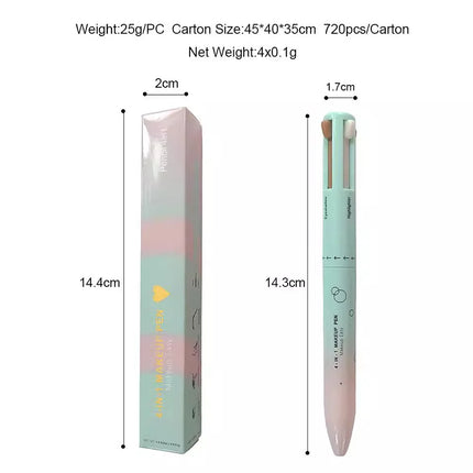 4 in 1 Long-lasting Vegan Makeup Pen Face Eye Makeup Beauty Pencil Eyebrow Eyeliner Lip Liner Highlighter Pen