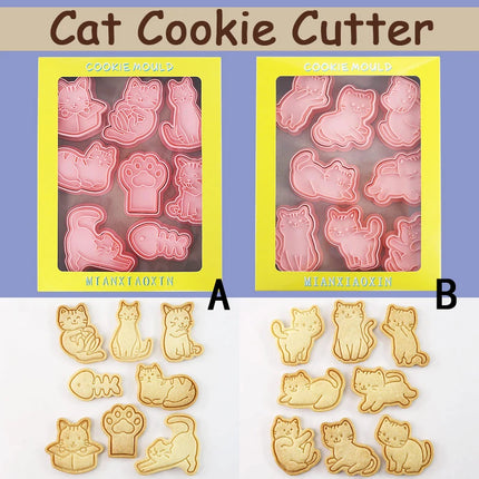 8Pcs Animal Cat Rabbit Dinosaur Cookie Cutter Fruits Cookie Stamp Car Biscuit Molds for Baking, Fondant, Cheese, and Pastries