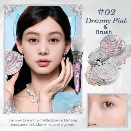 Flower Knows Shell's Jewel Collection Baked Setting Powder Flowerknows Correcting Oil-Control Powder Foundation Natural Finish