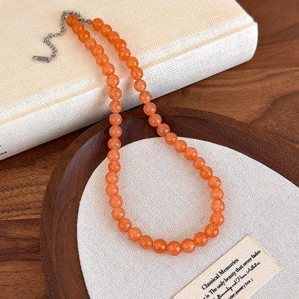 Trendy Simple Colorful Natural Stone Bead Choker Necklace 2026 Fashionable Aesthetic Accessory Accessories For Women