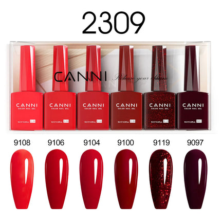 6pcs/kit CANNI TPO FREE HEMA FREE Halloween Nails Color Set Dark Red Semi Permanent Soak off UV LED Gel Varnish Christmas Gift