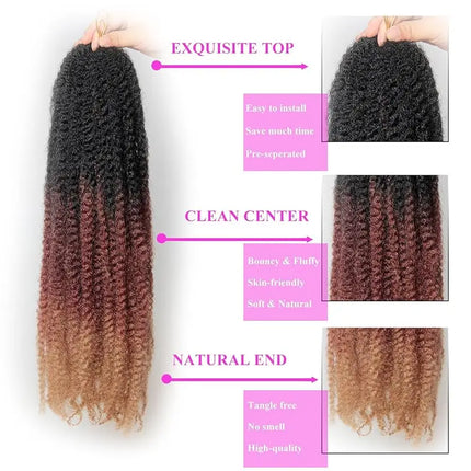 Marley Twist Braiding Hair 18Inch Long-Lasting Fluffy&Tangle-Free Cuban Twist Hair Crochet Hair Ombre Honey Brown T1B/30/27
