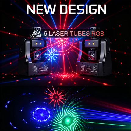 LittleDragonfly Stage Light with Laser DMX512 Sound Activated Auto-Run Master/Slave RGB Laser Strobe Effect for DJ Disco Party