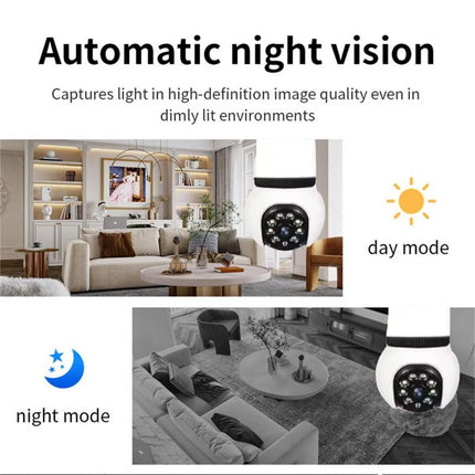 8MP E27 Bulb Lamp Camera LED Bulb Smart IP Surveillance Two-way Audio AI Auto Detect Wireless Surveillance Cameras WIFI Camera