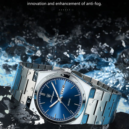 POEDAGAR Luxury Watch For Man Waterproof Luminous Date Week Stainless Steel Men Watch Casual Quartz Men's Watches Male Clock+box
