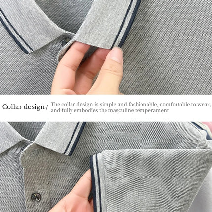 100% pure cotton luxury custom T-shirt, new summer men's short-sleeve business casual polo shirt, exquisite brand embroidered top