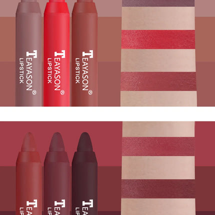 Matte Lipstick Set 3pcs Waterproof Long Lasting Velvet Nude Red Tint Natural Makeup Cosmetic Beauty Sexy Pen
