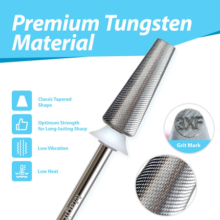 MagiBling 3XF Tapered Nail Drill Bit Professional Removal Grinding Bits for File Machine Acrylic Soft Gel Polish Tools 3/32”