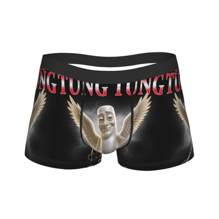 John Pork Tung Tung Sahur Calling Brainrot Meme Boxer Brief Underwear Trenky Man Comfortable Boxer Shorts Plus Size Panties
