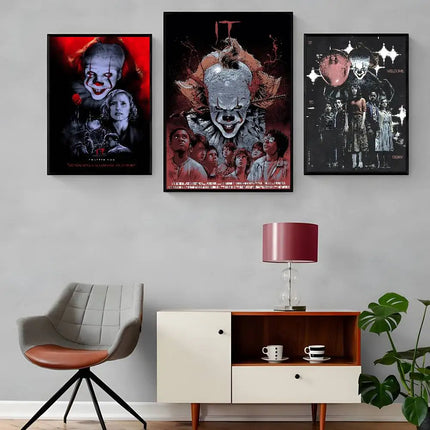 Movie I-It P-Pennywise Poster High Quality Print Waterproof Wall Art Sticker For Bar Living Room Decor Gift