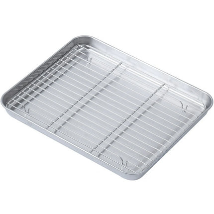 Stainless Steel Baking Pan Tray With Wire Rack Cake Baking BBQ Pan Tray Plate Oven Brownie Rack Cooking Roasting Grilling Tool