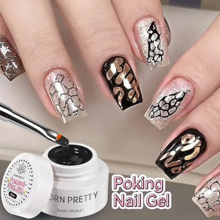 New Pretty 5ml Poke Poke Nail Art Gel Glue Black White Wave Texture Nail Painting Art Gel Soak Off UV LED Varnish 2026 Hot