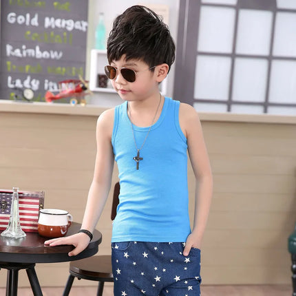 1pc Pure Cotton Kids Underwear Boys Girls Vests Children's Ventilated Vest Tops Student Sport Tank Top Baby Clothes Sleeveless Tee