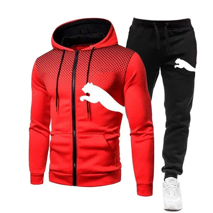 Hot Popular Autumn Winter Men Zipper Hoodie Set Urban Casual Sweatpants Jogging Training Daily Tracksuit