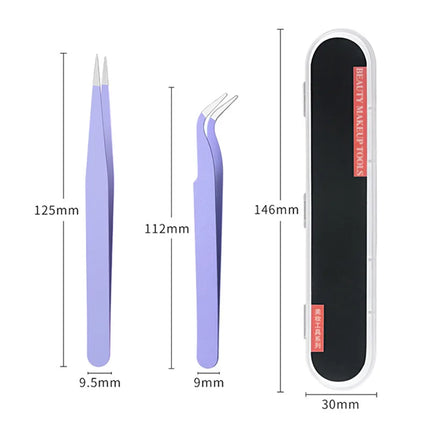 Colored Anti-Static Tweezers For Eyelash Extension Eyebrow Stainless Steel Set Beauty Precision Tweezers Makeup Kit Repair Tools