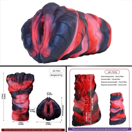 ELKKOST Red Fantasy Silicone Realistic Vaginal Stroker Male Masturbator Pocket Pussy Reusable Onahole Sex Toys For Men
