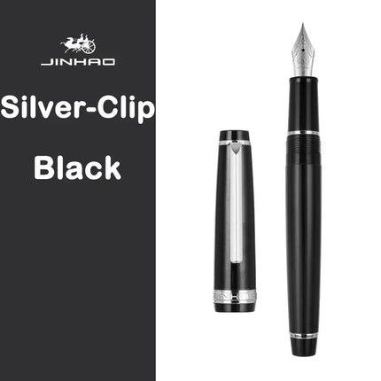 JINHAO 82 Fountain Pen Gold Trim Acrylic Barrel Silver Clip for Writing Calligraphy Signature School Office Supplies Stationery