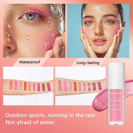 Beauty Liquid Blush Lipstick Blush Eyes Cheek Blusher Waterproof Mositure Face Contour Shadow Liquid Lip Gloss Plump Makeup