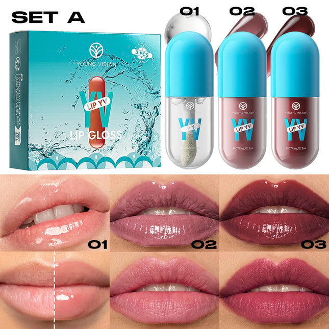 YOUNG VISION 3 colors avocado moisturizing lip glaze small set of long-lasting white lightweight non-sticky lip gloss set