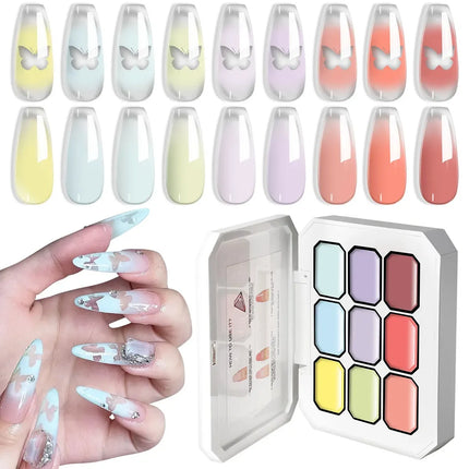 LIMEGIRL 7in1 Nail Gradient Gel Kit Long-lasting Nail Gel Polish Hybrid Color High Texture Gradient Nail Gel for Nail Salon Art