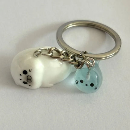 3Pcs 3D Design 3D Luminous Keychain Luminous Feature Resin Material Sea Lion Keychain Simple Design Creative Style