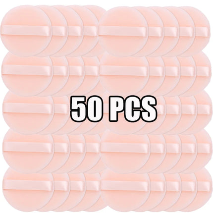 100PCS Round Shape Velvet Loose Powder Puff Plush Soft Washable Foundation Sponge Cosmetics Puff Professional Beauty Makeup Tool