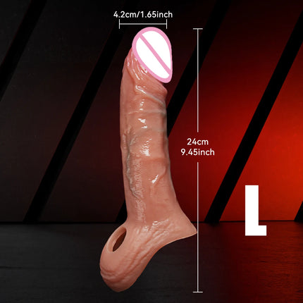True vein soft lock sperm thickened penis condom dick extender liquid silicone dildo condom delayed ejaculation sex toy for men