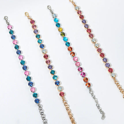 New Design Hot Deal Crystal Charms Bracelets For Women Claw Drill Set Colorful Crystal Bracelets Lobster Clasp  Link Chain