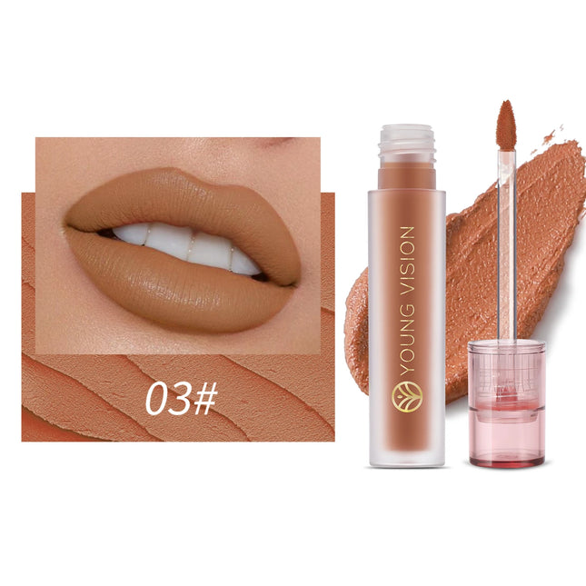 YOUNG VISION 6-Color Matte Velvet Lip Gloss Silky Smooth, Long-Lasting Color Seductive Feminine Lip Makeup