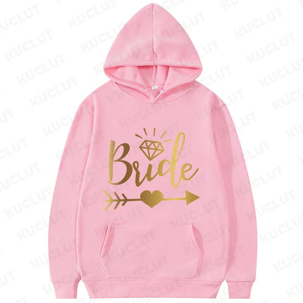 Bride Tribe Squad Print Hoodies Women Hooded Sweatshirts Bachelorette Hen Party Wedding Bridesmaid Group Matching Pullover Tops