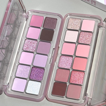 12 Colors Eye Shadow Palette Low-saturated Earth Pink Purple Eyeshadow Glitter Shimmer Matte Lying Silkworm Eye Shadow Makeup