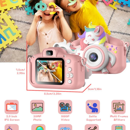 Kids Mini Camera 20.0 MP 1080P HD Digital Camera 2.0" Screen Camcorder Toy With 32GB Card For 6-12 Years Birthday Gifts
