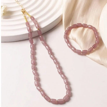 Lilac Natural Stone Necklace Bracelet Beads Handwork Choker Jewelry  Set For Women Trending Products Luxury