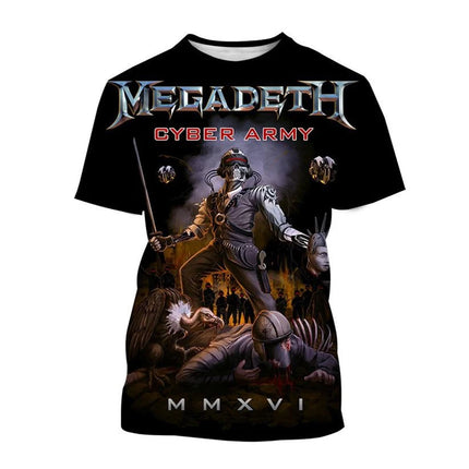 2024 Megadeth 3D Printed T-Shirts Fashion Rock Band Men's Casual T-shirt Summer Men Women Punk Funny Hip Pop Short Sleeve Kids