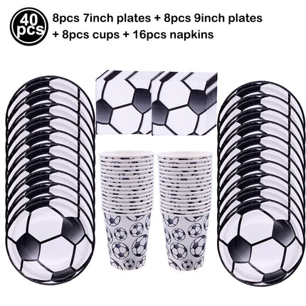 Soccer Theme Disposable Tableware Set Paper Plates Cups Napkins Tablecloth Boys Sports Football Birthday Party Decor Supplies