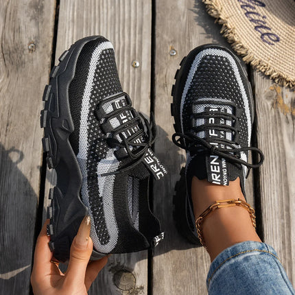 Women's Slip-On Breathable Fly Knit Mesh Shoes Thin Summer Casual Sneakers Low Heel Rubber Outsole Comfortable All Seasons