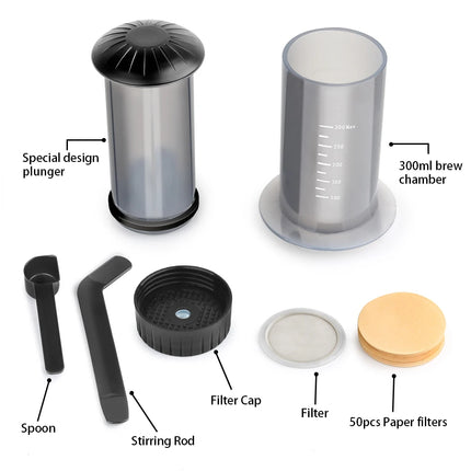 For AeroPress Machine Espresso Portable Coffee Maker Cafe French Press Coffee Pot  with Filters Paper Kit