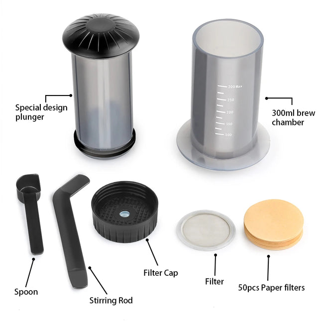 For AeroPress Machine Portable Espresso Coffee Maker Café French Press Coffee Pot with Filters Paper Kit