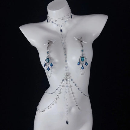 Nipple Clips Collar Sexy Body Chains Erotic Sapphire  Breast Restraints BDSM Training Anal Plugs in Various Sizes Adult Sex Toys