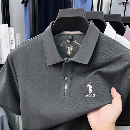 Luxury brand short sleeve silky cotton polo shirt summer new business men's T-shirt Paul Pony embroidered breathable casual top