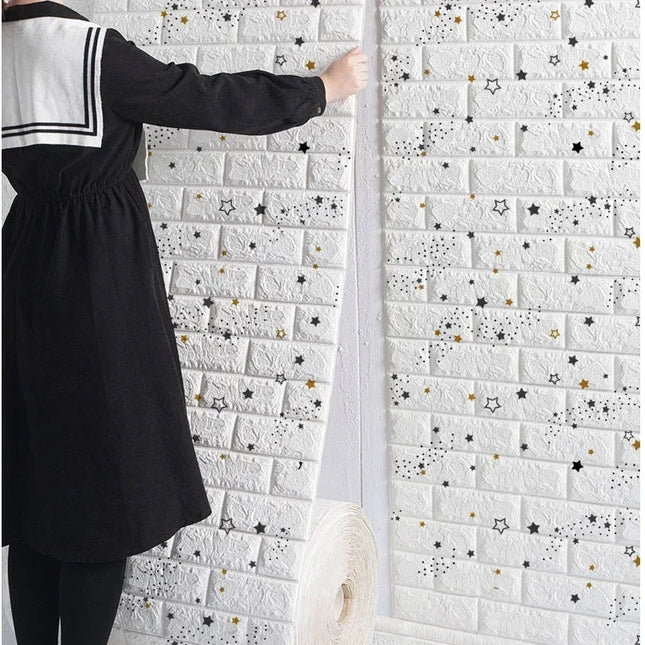70cmx1/5/10m 3D Wallpaper Decoration Self-adhesive Antique Foam Brick Wallpaper Living Room Bedroom Waterproof 3D Wall Sticker