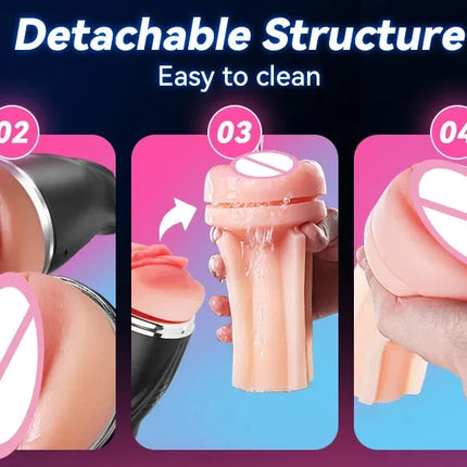 Male Masturbator 3 Sleeves Pocket Pussy Penis Pump with 9 Sucking & 9 Vibrating APP Control Mens Sex Toy Adult Sex Toys for Men