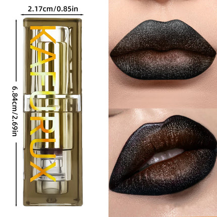 1pc Two Tone Chocolate Color Lipstick Waterproof Glitter&Matte Lip Tint Red Sexy Lips Makeup High Pigmented Lip Liner Cosmetics