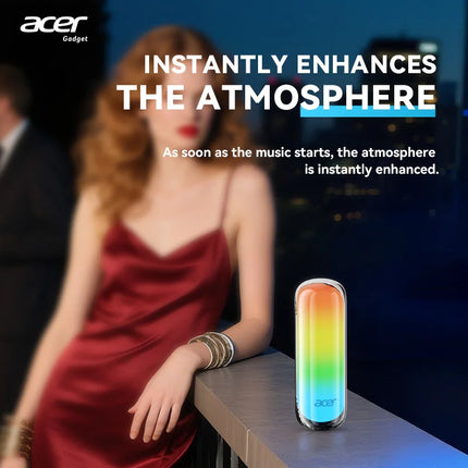 Acer Osk253 Portable Wireless Bluetooth Speaker, with Built-In Dual Speakers and High-Definition Microphone, Supports Tf Card and Fm Radio Function, Comes with Ambient Lighting, High-Quality Wireless Audio